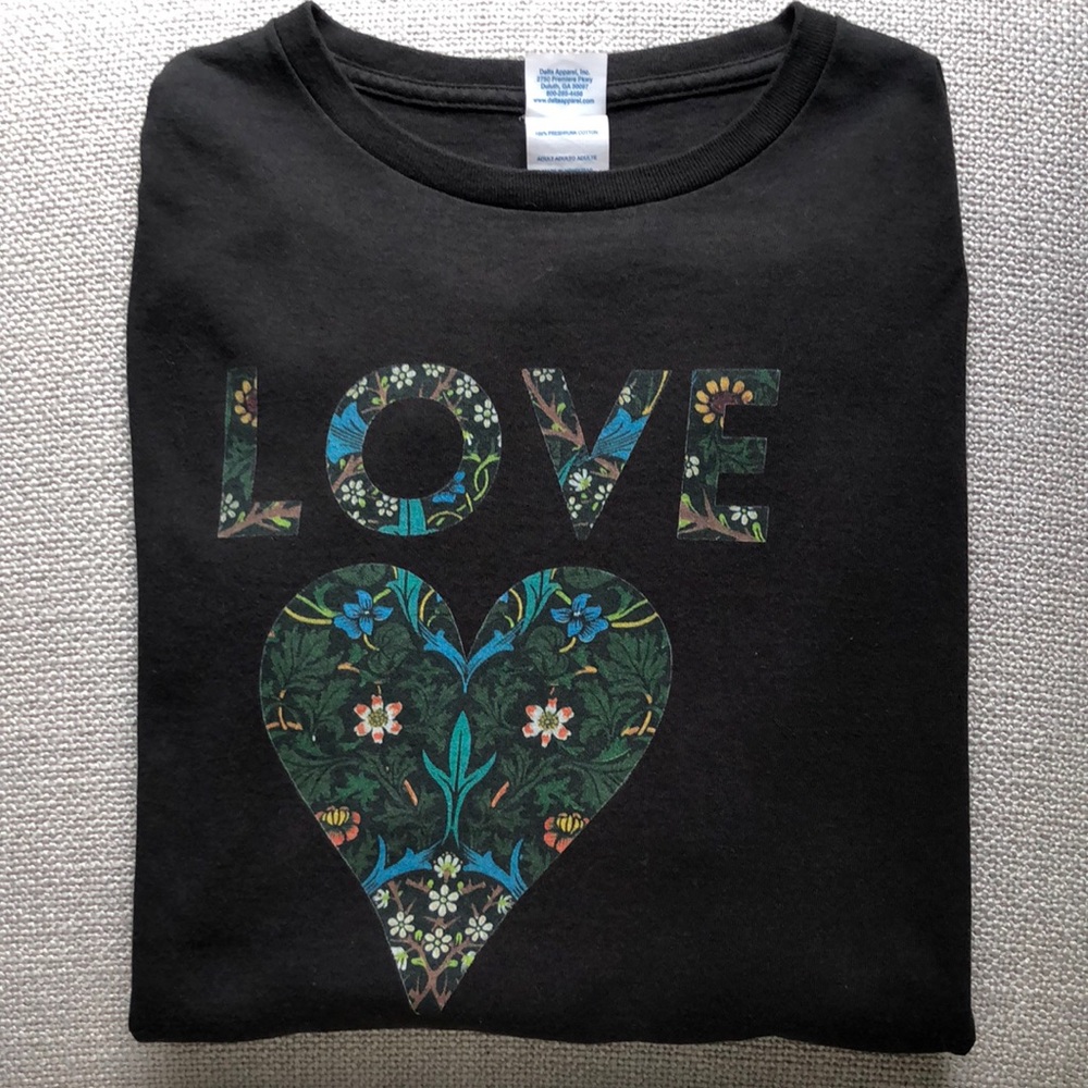 “Love” & Heart William Morris Print Graphic Long-sleeve T-Shirt
